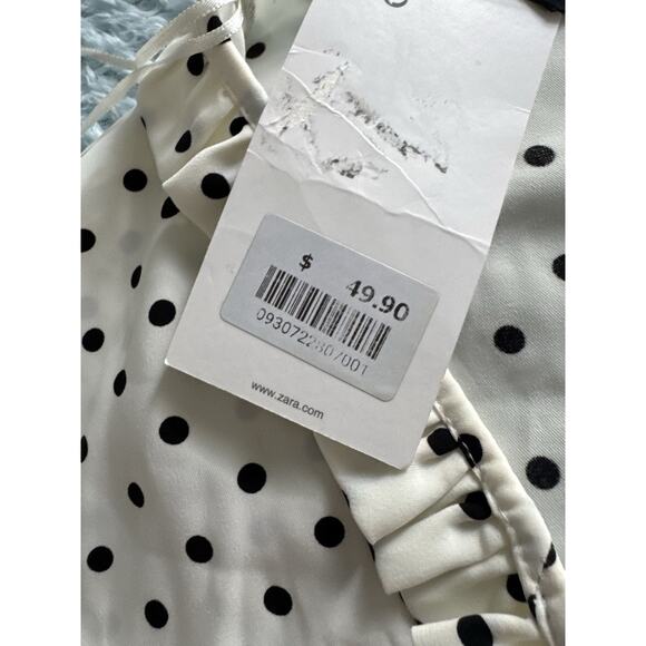 NWT Zara Polka Dot Dress Black White Women's XS Coastal Cocktail Beach Grandma - Picture 13 of 13